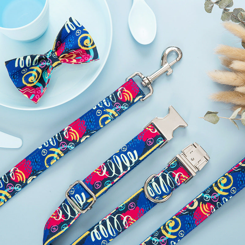 Premium Dog Collar, Leash & Bow Tie Set – Stylish Walking Accessories