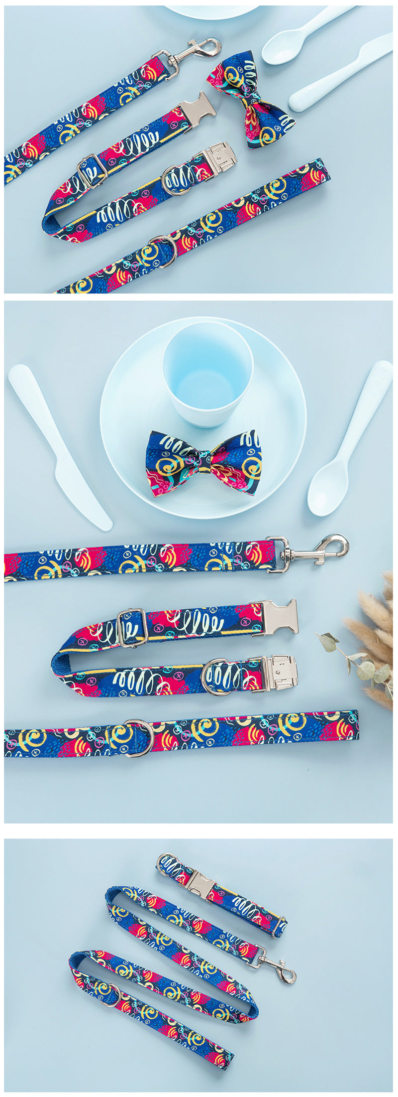 Premium Dog Collar, Leash & Bow Tie Set – Stylish Walking Accessories