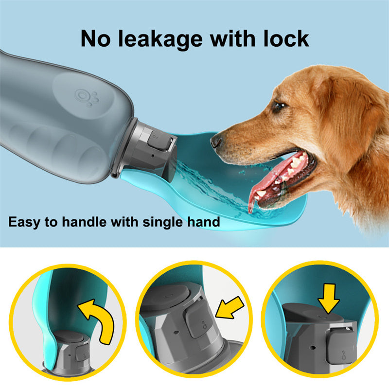 800 ml Portable Dog Water Bottle – Leakproof, Foldable Drinking Bowl for Golden Retrievers & Outdoor Walks